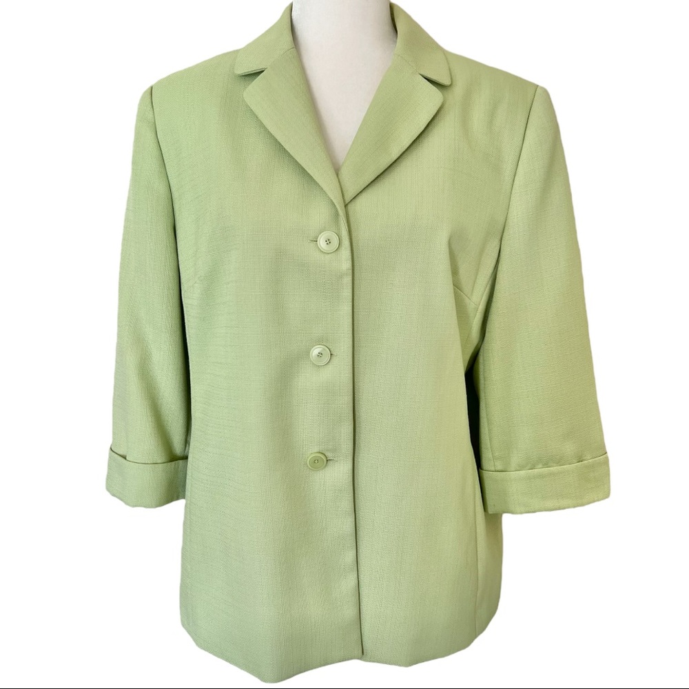 Alfred Dunner Pastel Green Blazer Jacket Size 14